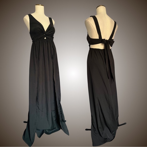 Other - Black Swim Cover Up Maxi with Double Thigh High Slits